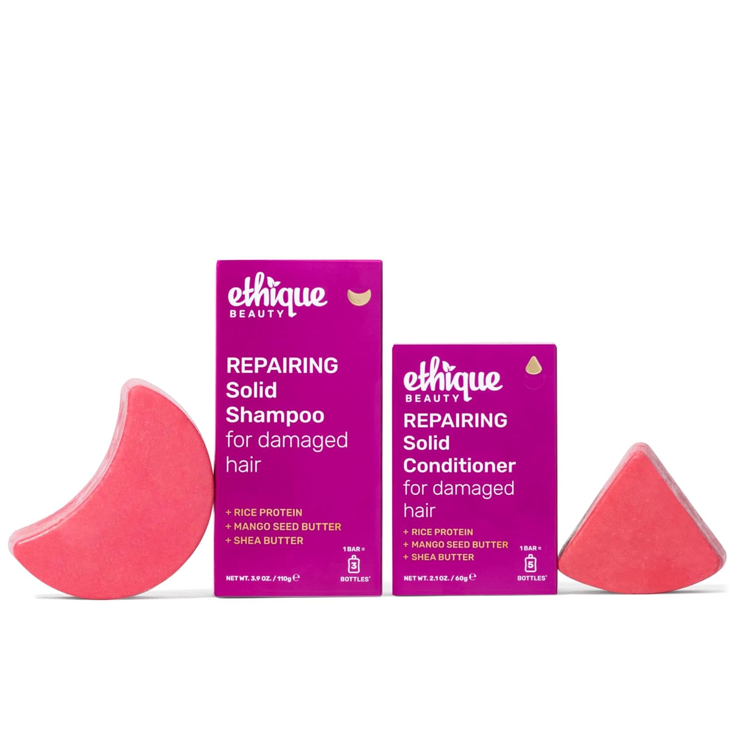 Ethique beauty – Champú y acondicionador en barra para cabello dañado